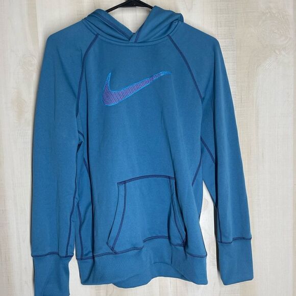 Nike Tops - Nike blue with purple‎ swoosh pullover hoodie, size large